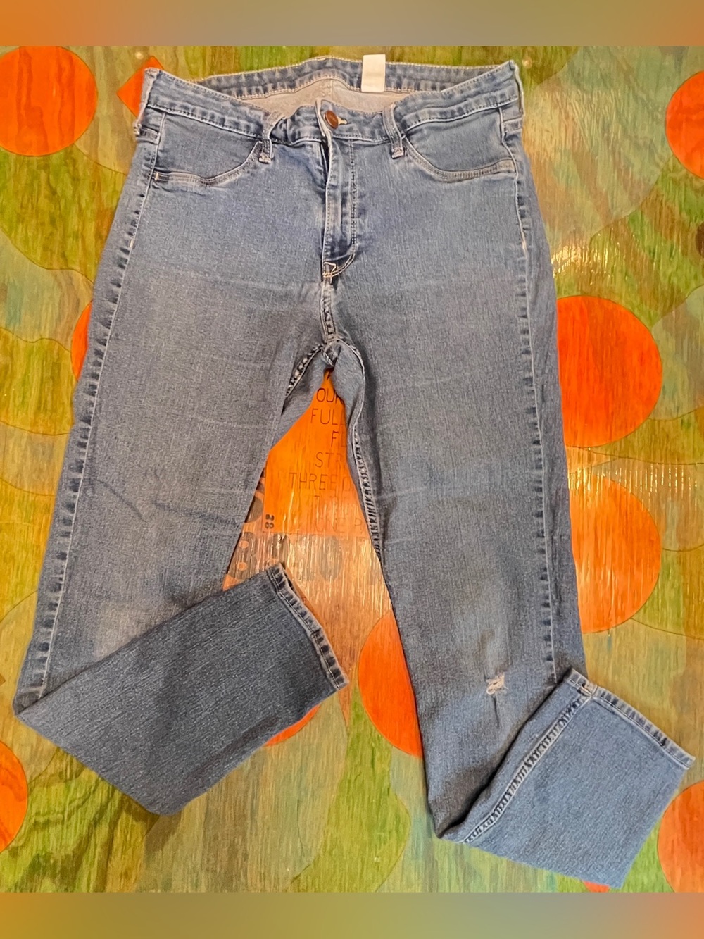 H&M Womens Denim Jeans Skinny Ankle Regular Waist Blue Zipper Button Pull On